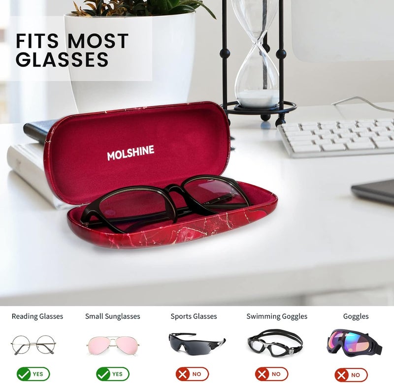 molshine Hard Shell PU Leather Glasses Case,Travel Portable Eyeglass Case for Men Women Girl Travel Study Work - Image 4